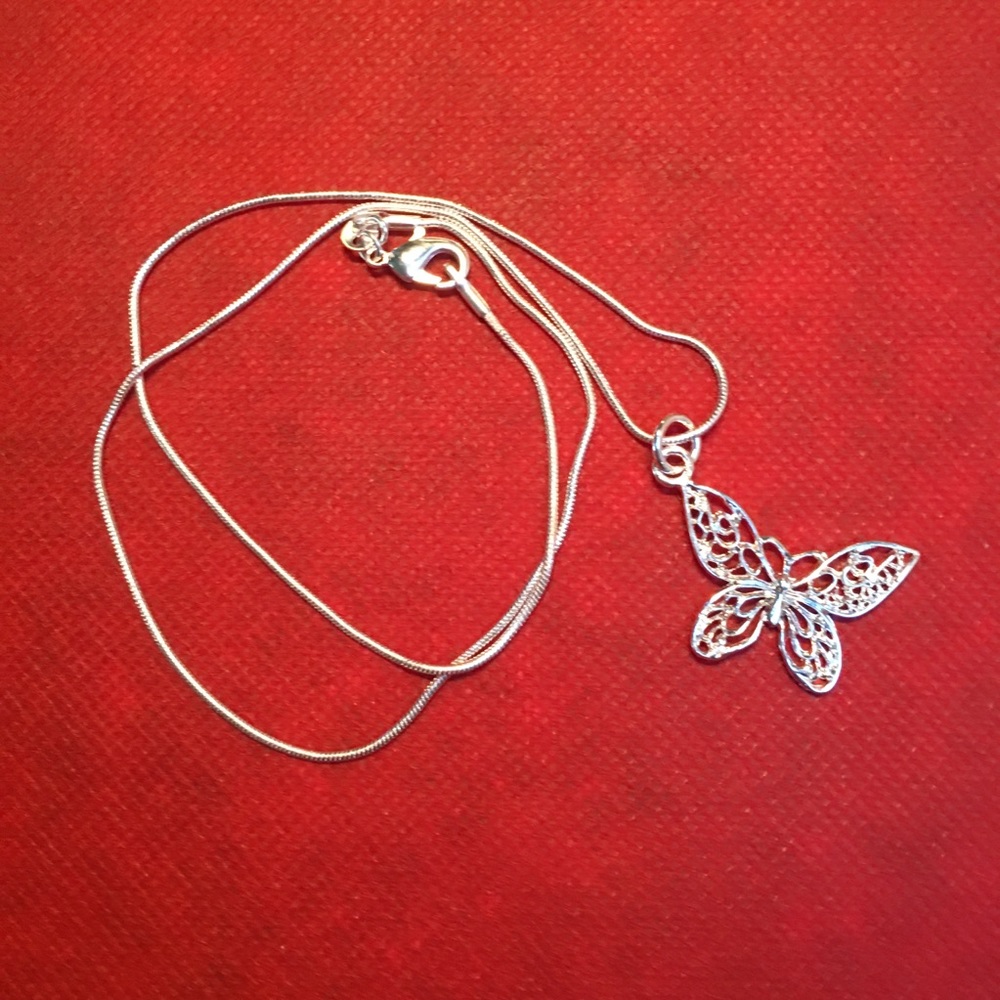 Silver Butterfly Necklaces 925 Sterling - Picture 4 of 5